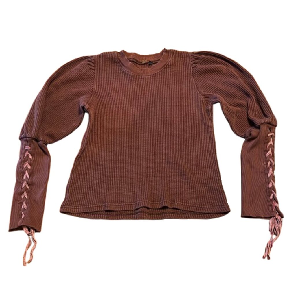 Free People Long Puff Sleeve Thermal Top